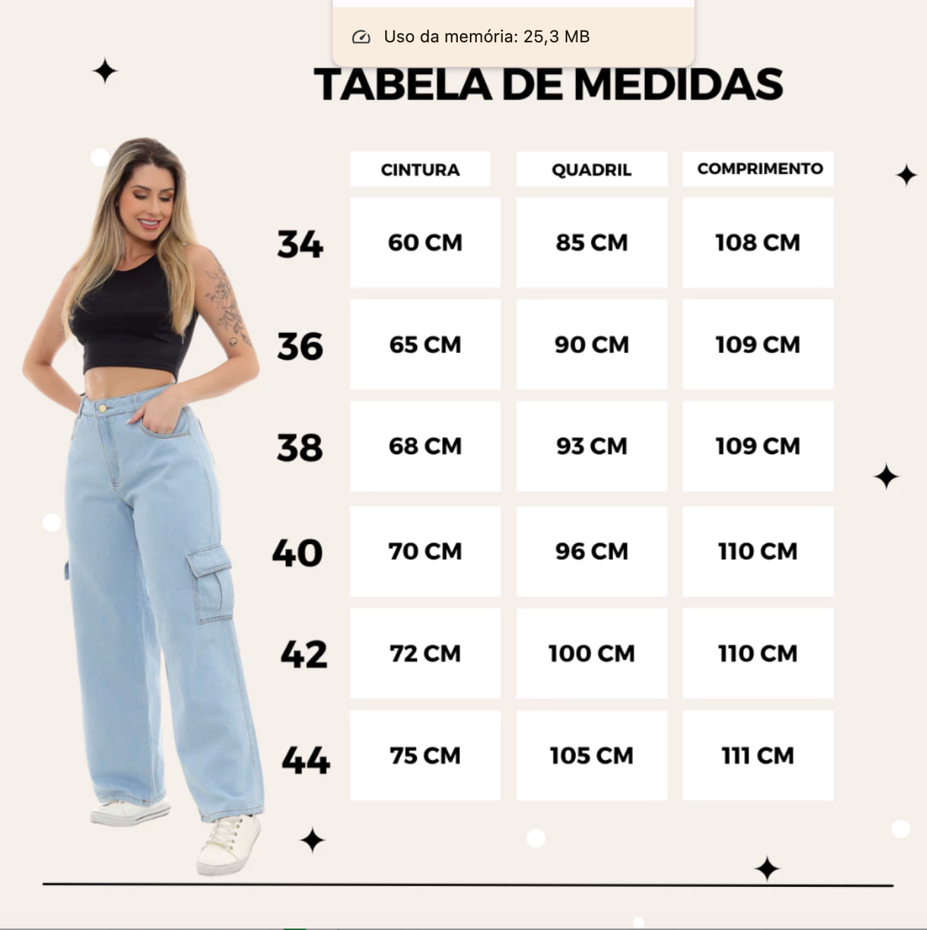 Calça Cargo Feminina Preta Jeans Original Wide Leg Cintura Alta 34 Ao 44