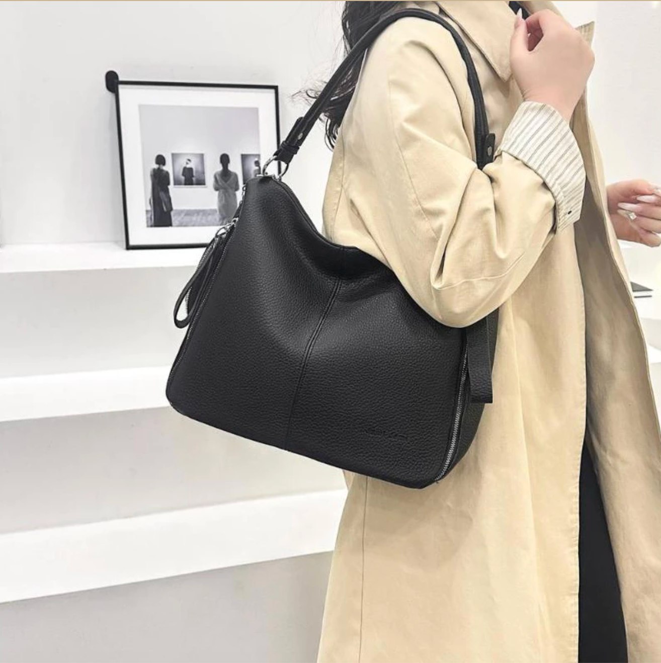 Bolsa Grande De Ombro e Transversal Feminina De Couro