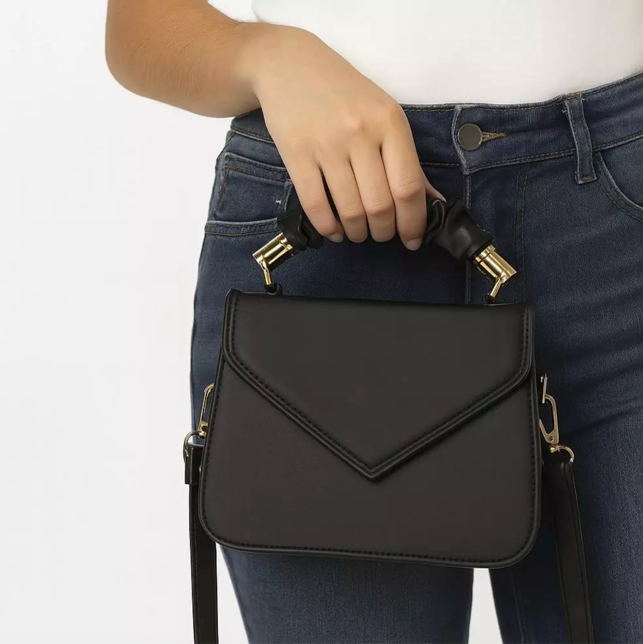 Bolsa feminina transversal pequena de ombro e alça de mão