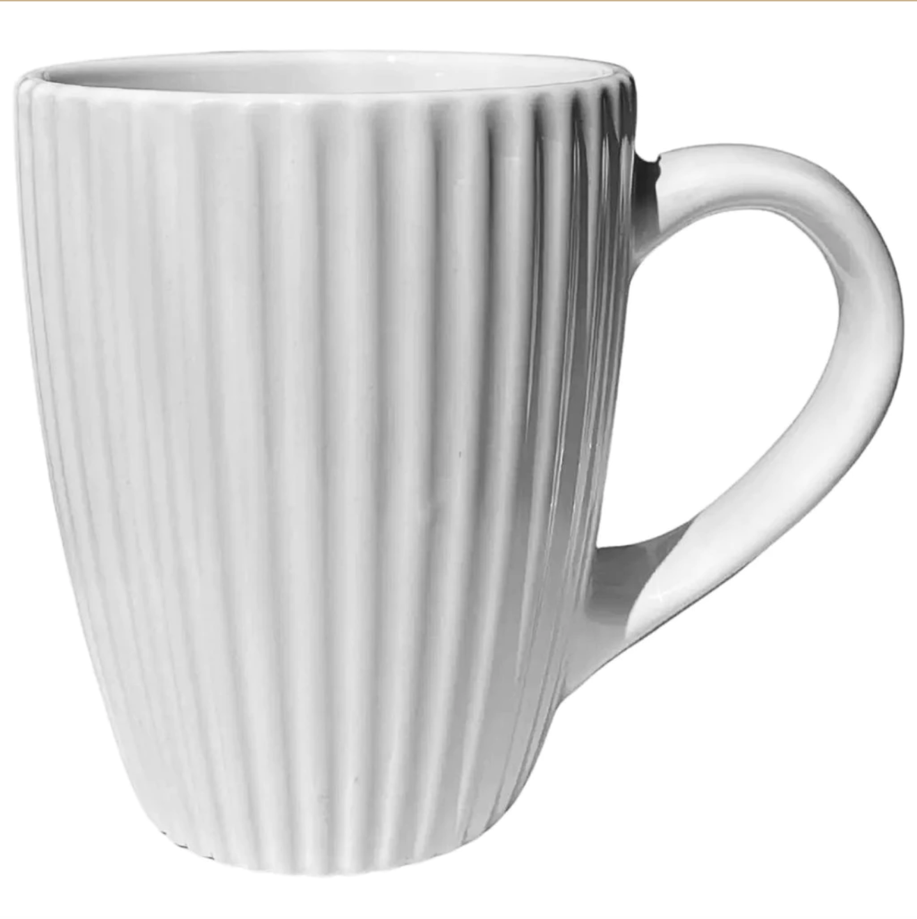 Caneca Branca de Café Cerâmica Frisada Grande Scalla