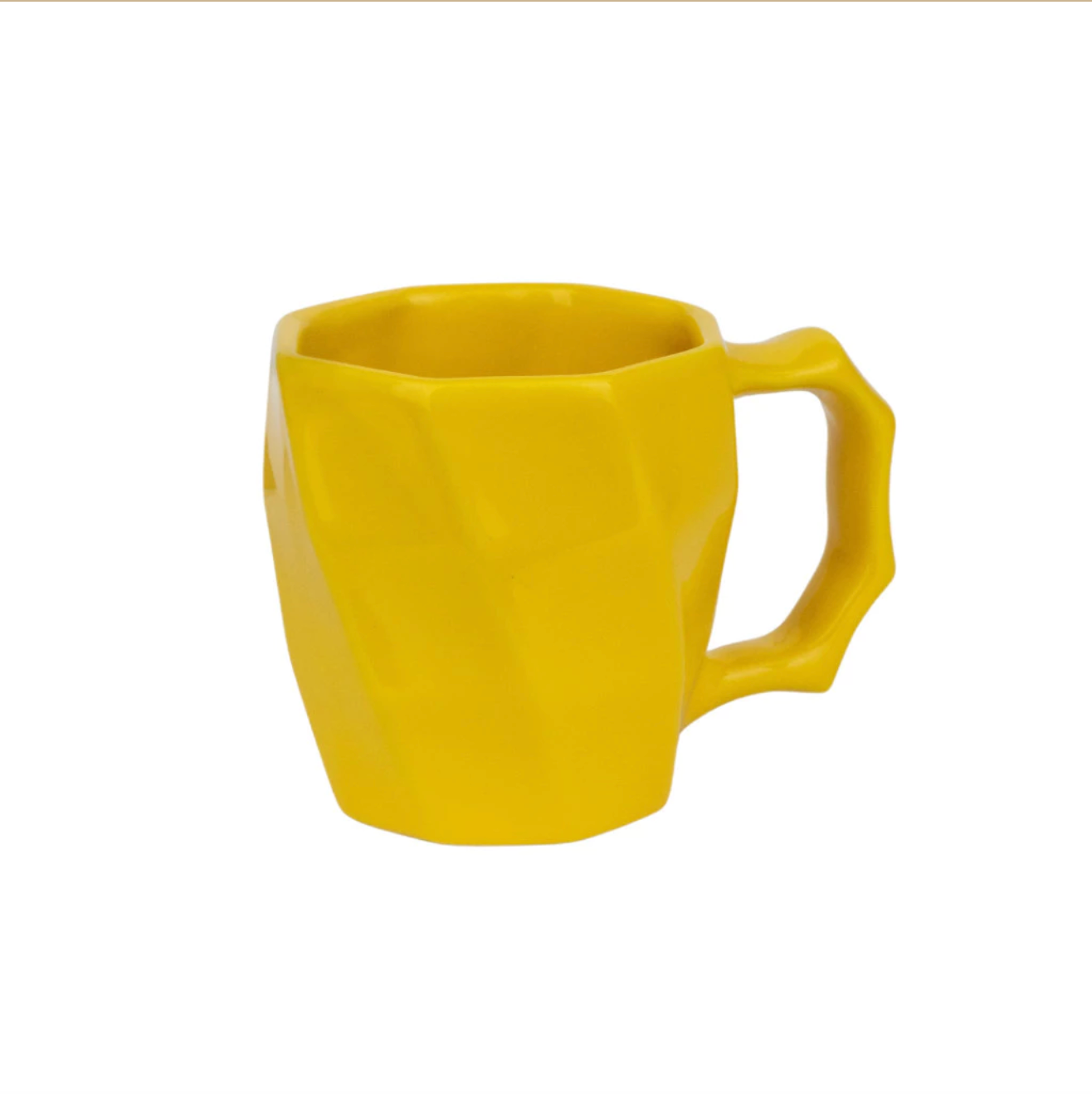 Caneca de Cerâmica Amarela Geométrica 260ml