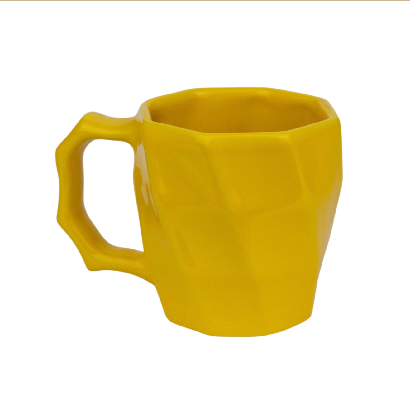 Caneca de Cerâmica Amarela Geométrica 260ml