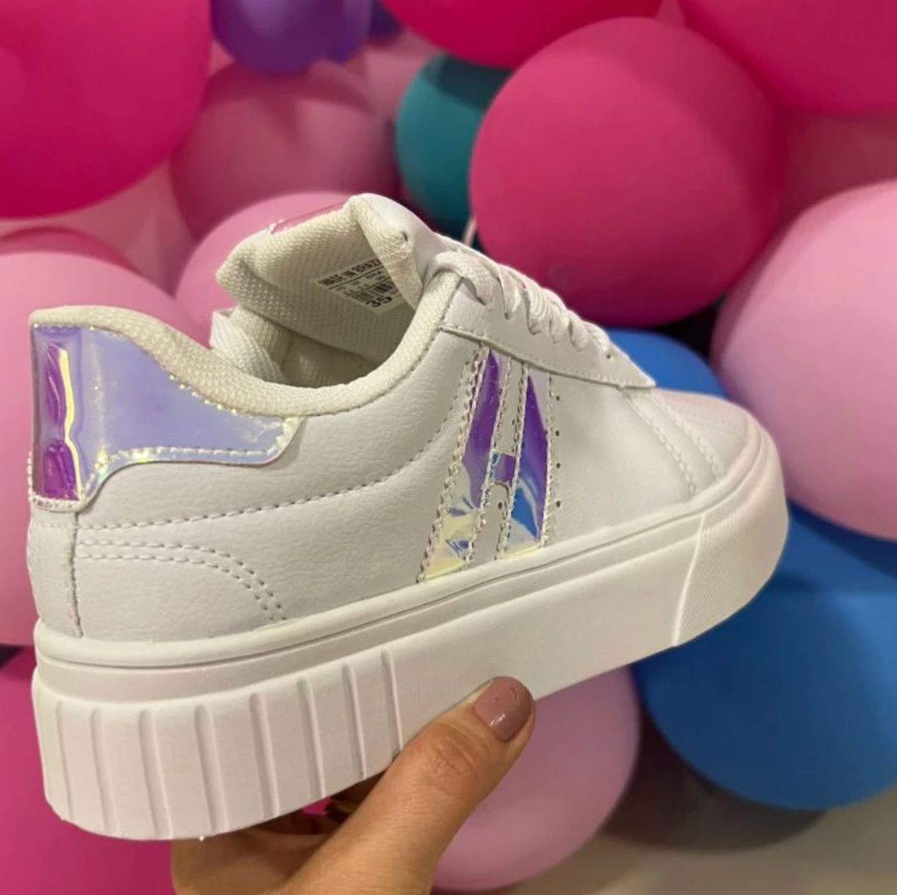 Tênis Refletivo Holografico Feminino 2 Listras Adulto